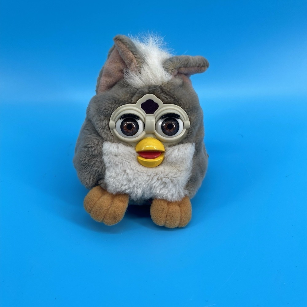 VTG 1999 Furby Buddy Beanbag Plush Gray White Tiger Electronics 70-700